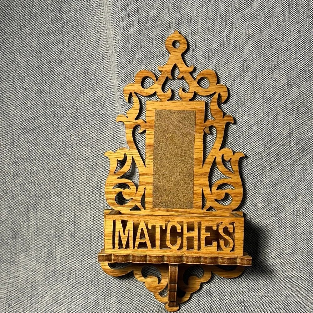 Ornate Wooden Wall Match Holder